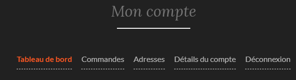 menu Mon compte